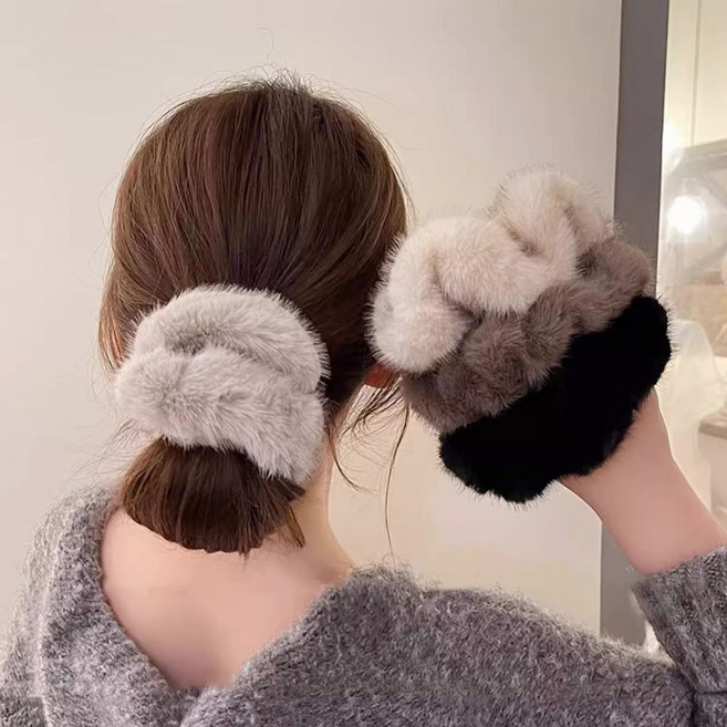 (2개1set)몽글몽글 소프트퍼 헤어슈슈 4color 겨울 따뜻곱창머리끈 퍼 스크런치