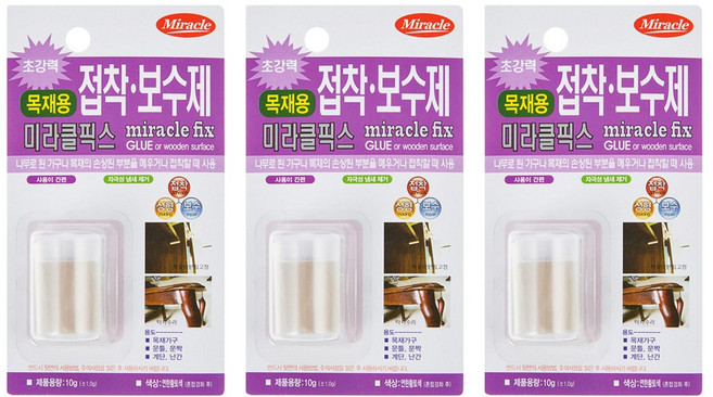 미라클픽스 목재용 접착 보수제 10g, 3개
