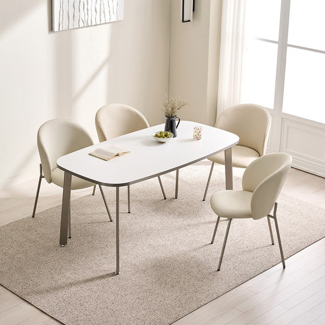 SUS 세론 LPM 타원형 식탁 1200 1400, 4인용, LPM 화이트