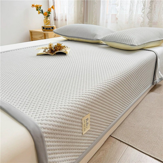 Pogeuni 쿨매트 고정밴드형 여름 냉감 침대패드+베개커버 세트, 그레이