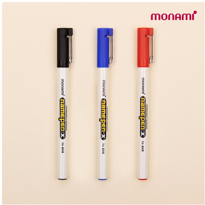 [한정기간 특가] 모나미 가는글씨용 네임펜 X 1타스 12입, 레드