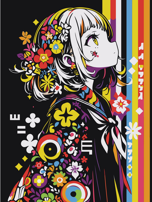 코지하루 DIY 그림그리기 캔버스 취미미술 컬러 일러스트 레트로, 1개, 팝아트 소녀B 30x40 (B914)