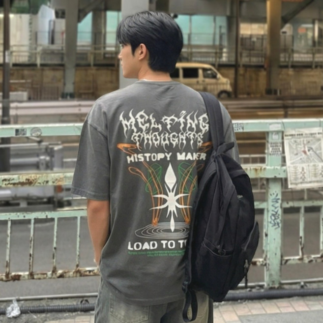 <남바원> 피그먼트반팔티 오버핏여름티 국내제작면티 워싱반팔나염티