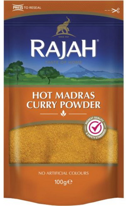 라자 핫 마드라스 카레 가루 - 100g (1개 팩) Rajah Hot Madras Curry Powder - 100g (Pack of 1), 1개