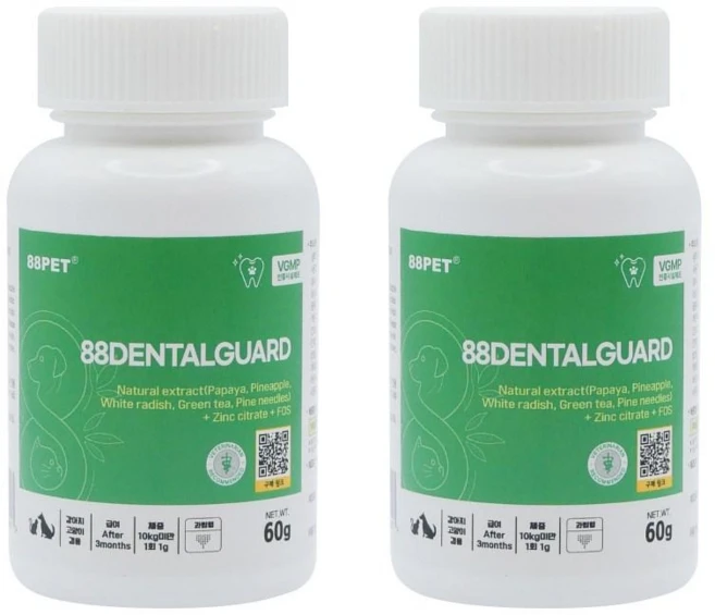 88PET 88덴탈가드 강아지 고양이 잇몸 영양제 구내염 치은염 치주염 잇몸 염증 치석 제거, 2개, 구강/치석관리+장건강 - 쿠팡