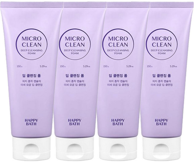 해피바스 마이크로미셀라 딥 클렌징 폼, 150g, 4개