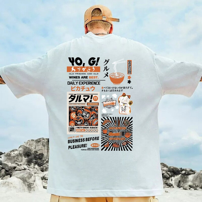 歐北潮流 M-8XL 棉質落肩款五分袖 T恤 潮牌 大尺碼 男生 情侶裝