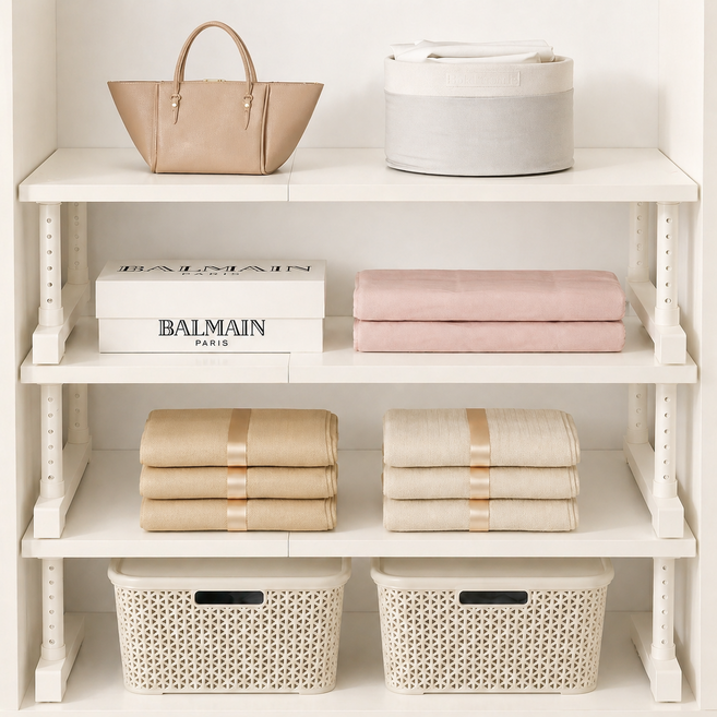 홈위시 길이 높이 조절 옷장 싱크대 정리 선반, 화이트