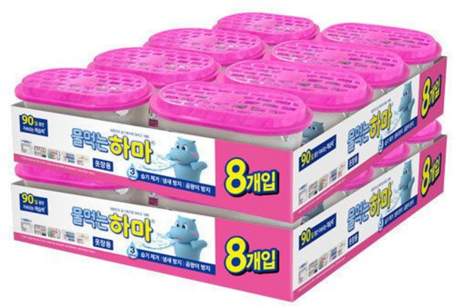 (빅스12%) 물먹는 하마 옷장용 제습제 옷장 습기 냄새 곰팡이 제거, 16개, 300g