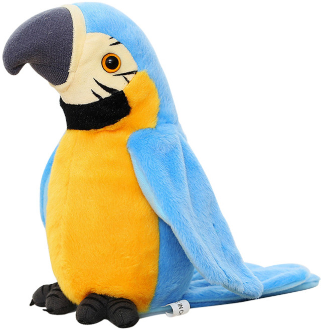 캥거루 말 따라하는 앵무새 인형, 블루, 22cm, 1개