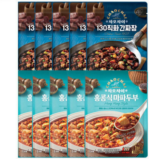 차오차이 130직화간짜장 +홍콩식마파두부, 5개, 180g