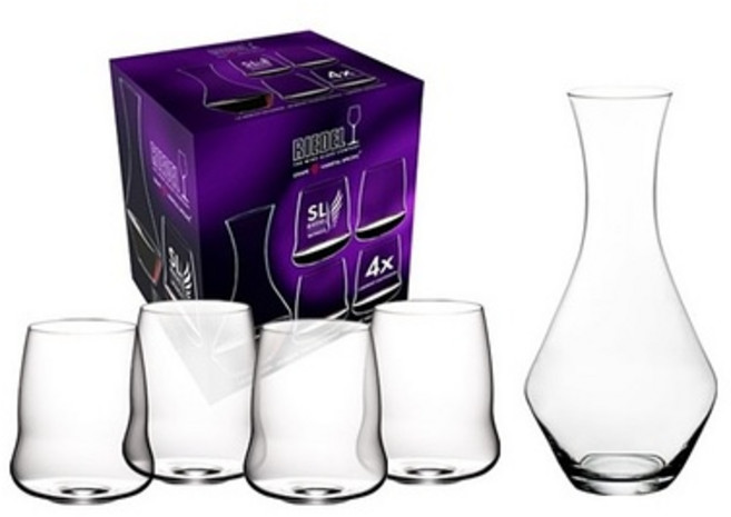 리델 와인잔 와인윙스 스템리스 글라스 카베르네 디캔터 기프트 세트