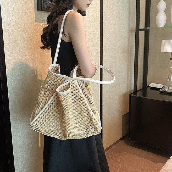 하와이안서프 라탄 레더라인 스트랩 숄더백 라탄 여름가방 파우치포함