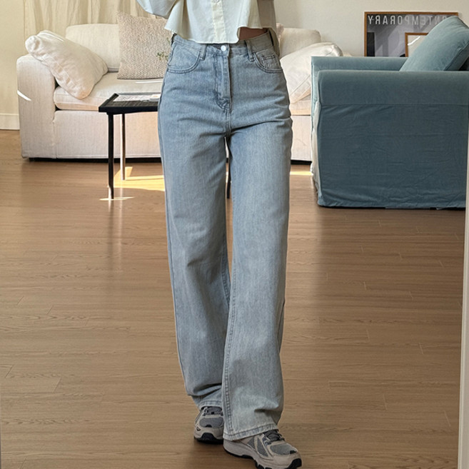 토마토팩토리 여성용 플래시 일자 데님 청바지