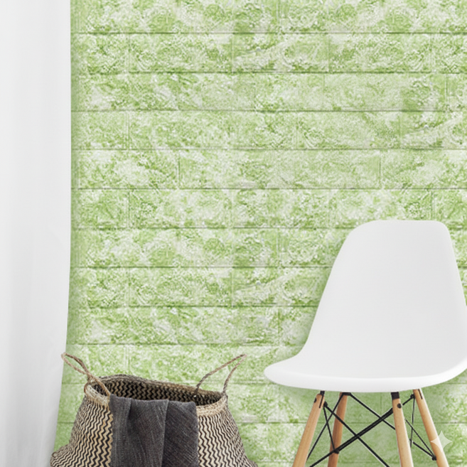 JSS&D 접착식 폼블럭 벽지 220cm 단열 포인트 시트지, 그린