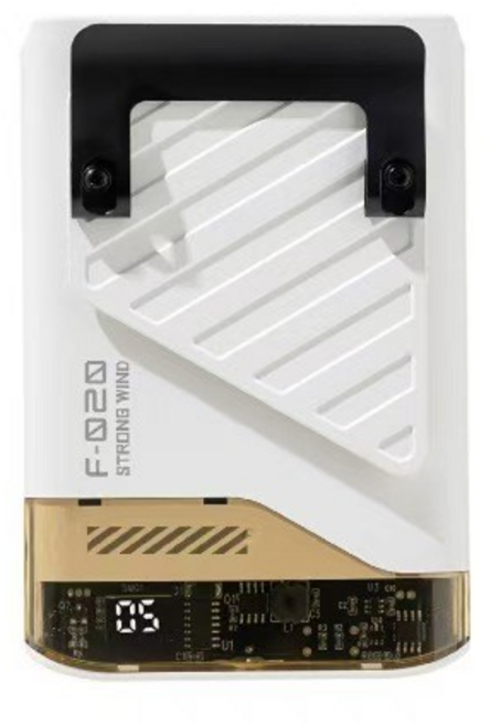 F-Q20 USB 攜帶式風扇 多功能戶外掛腰風扇 五檔製冷 13小時續航, 白色, F020