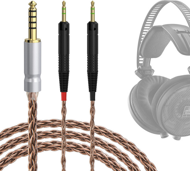 GeekriaDirect 업그레이드 오디오 케이블 호환 ATH ATH-R70X 헤드폰 고해상도 오디오파일용 4.4mm - 듀얼 2.5mm 교체용 헤드폰 코드 HiFi 헤드셋, EJX9-15, 1개