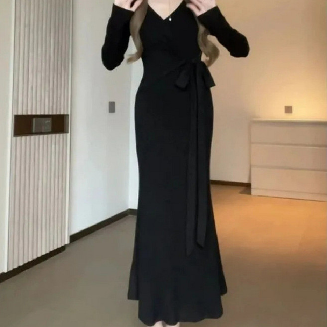 秋冬氣質針織毛衣連衣裙