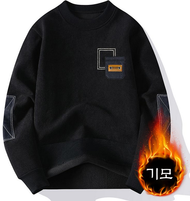 남성용 코듀로이 맨투맨 라운드넥 보온 상의 남자 기모 맨투맨 가을 겨울 남성 긴팔 맨투맨티 CJJ
