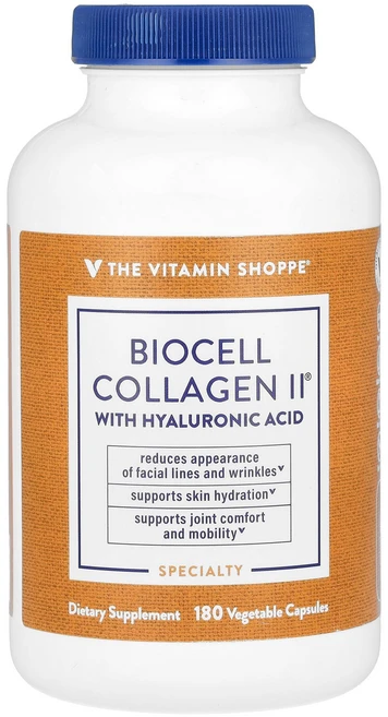 더 더비타민쇼피 바이오셀 콜라겐 II 위드 히알루론산 식물성 베지캡슐 180정 The Vitamin Shoppe BioCell Collagen With Hyaluronic Ac, 1개 - 쿠팡