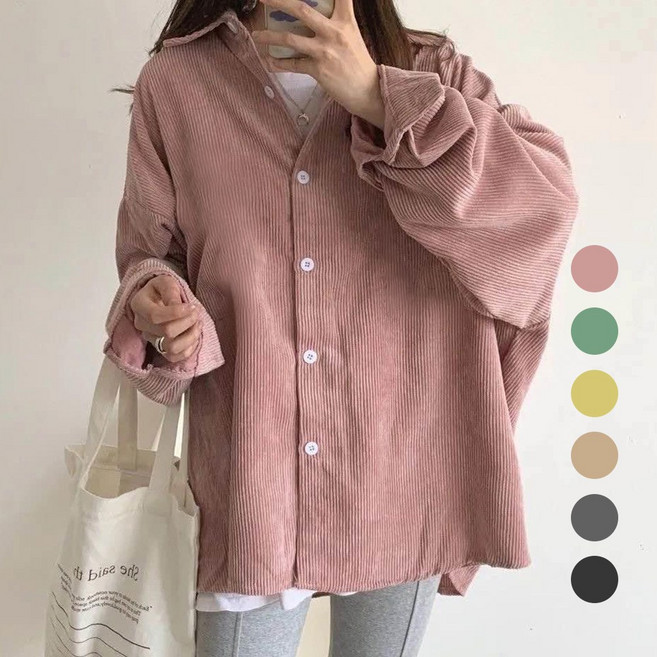 후암마켓 여성 골덴 남방 코듀로이 박시한 데일리 긴팔 셔츠