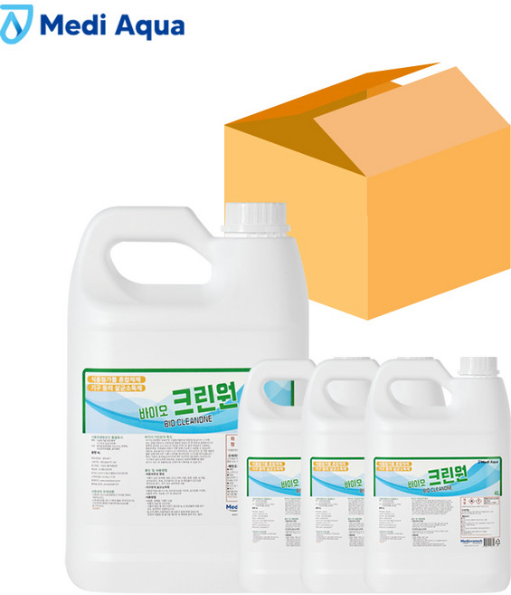 메디아쿠아 바이오크린원 발효주정알콜 70% 살균소독제, 4개, 4L