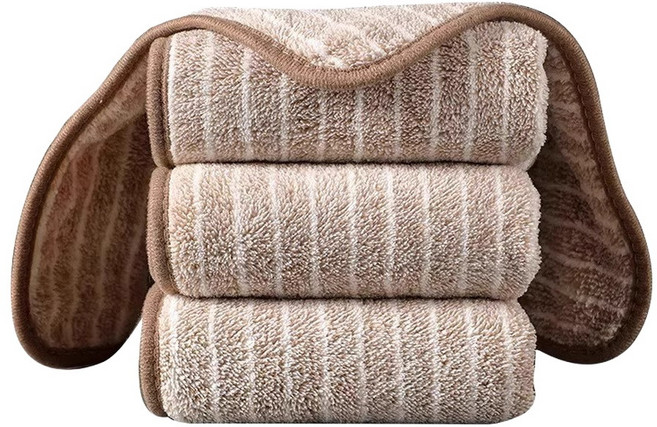 Fooyou 條紋清潔抹布 加厚吸水乾濕兩用, 1個, 咖啡色條紋OY-30*30cm-430