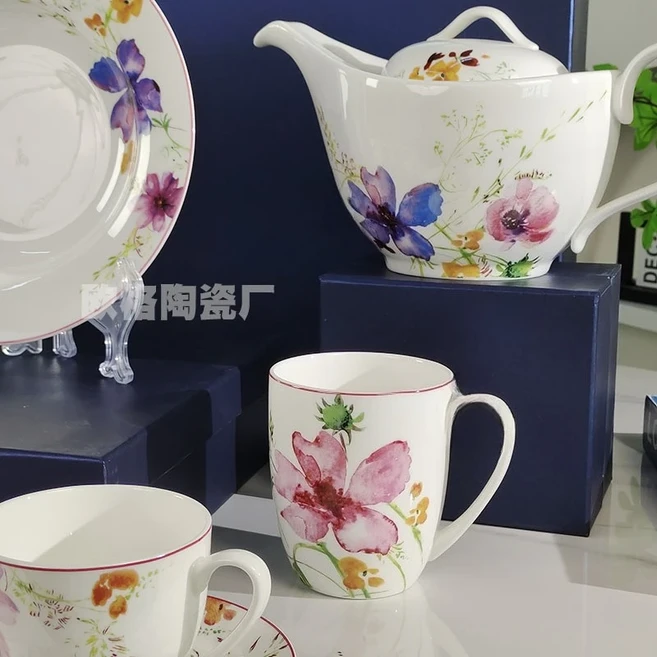 바오차이 접시 수프 머그컵 밥그릇 퍼플 매혹적인 유럽 스타일, 02 A pot of double cup