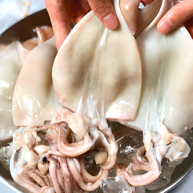 두툼한 생물 급냉 냉동 오징어 손질오징어, 2세트, 2미(300~350g)