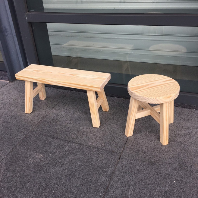 實木圓椅 台灣製 簡約風格換鞋凳, 1個, 原木長方椅