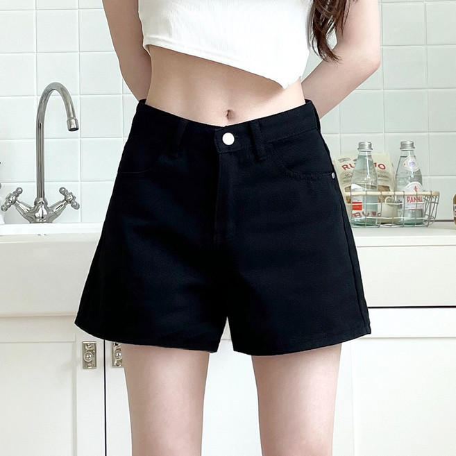 잘빠진 여성용 도리 코튼 A라인 와이드 베이직 숏팬츠