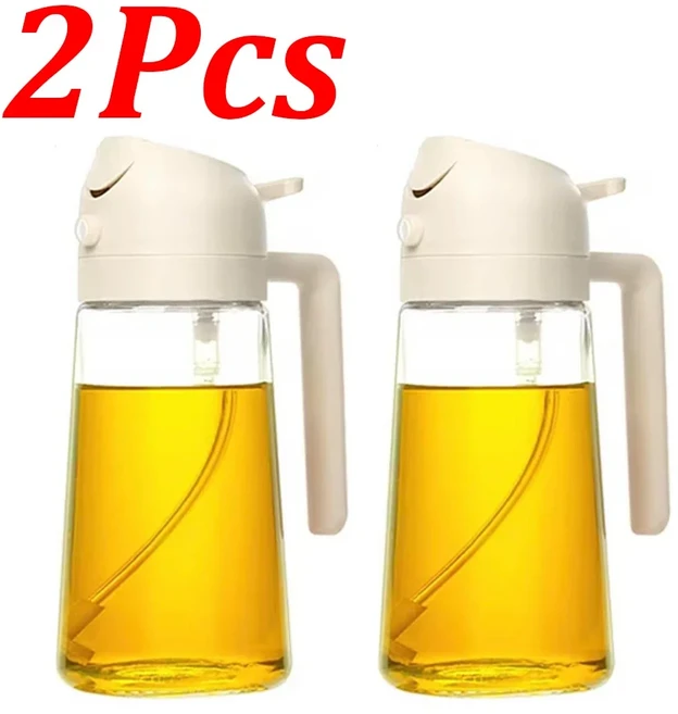 1-4Pcs 2in1 500ml 플라스틱 스프레이 오일 분무기 식용유 분무기 바베큐 피크닉 주방 도구 바베큐 식용유, 11 2Pcs White