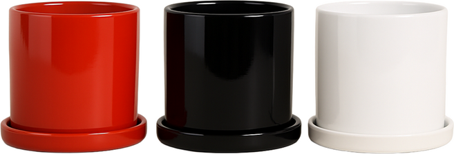 모던레시피 유광 원형 도자기 화분 받침 세트 시리즈, 1개, 레드