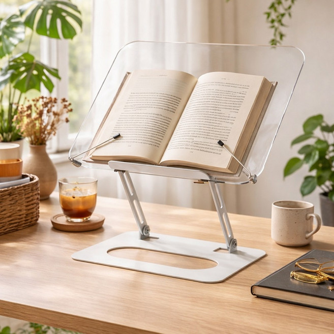 도도몰 접이식 높이조절 책거치 독서대, 화이트