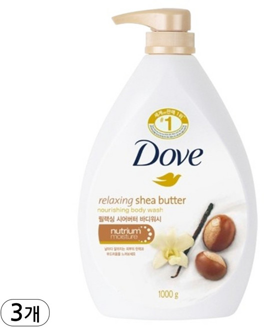 도브 릴랙싱 시어버터 바디워시, 1kg, 1L, 3개