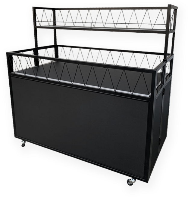 [매대인] 2단 W블랙매대 행사용 접이식 이동식 백화점 매대 가판대 옷 휴대폰 상품 진열대 행사평대 HS-341