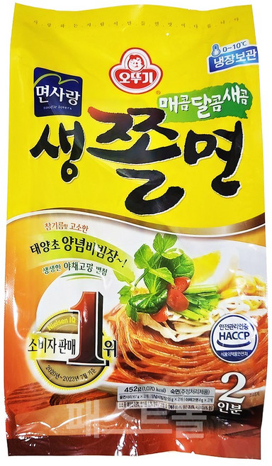 오뚜기 면사랑 생쫄면 452g [냉장제품], 1개
