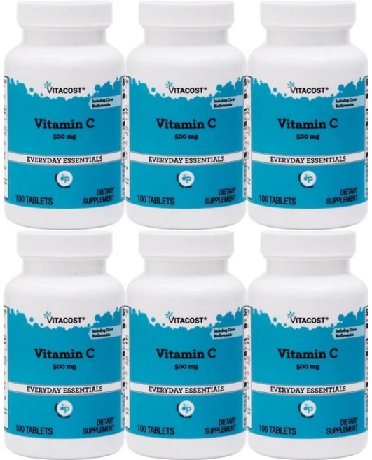 비타코스트 비타민 C 500mg 감귤 바이오플라보노이드, 6팩, 100정, 100정 - 쿠팡