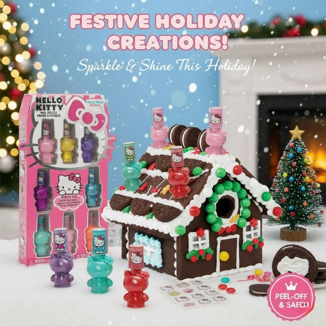 1+1 헬로키티 매니큐어 8종 X 오레오 과자집 만들기 콜라보 세트, 2개, 오레오&헬로키티매니큐어 - 쿠팡