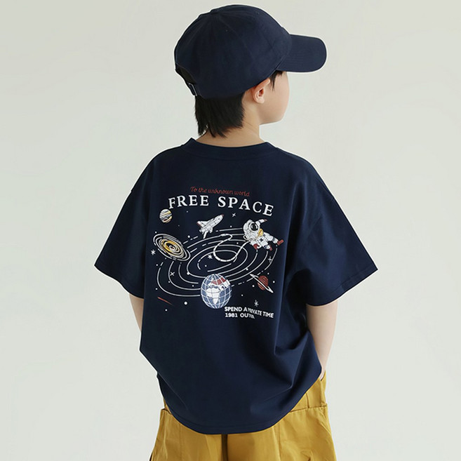 베비포 초중생 루즈핏 SPACE 프린팅 반팔티 -EW9