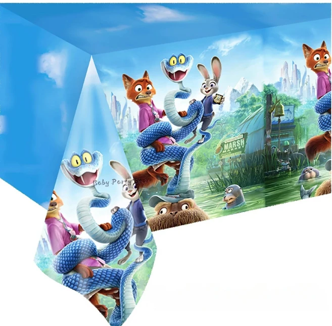 주토피아 2 테마 파티 장식 접시 테이블보 케이크 토퍼 배너 컵 생일 크리스마스 어린이 용품, 12 1pcs Tablecloth-2
