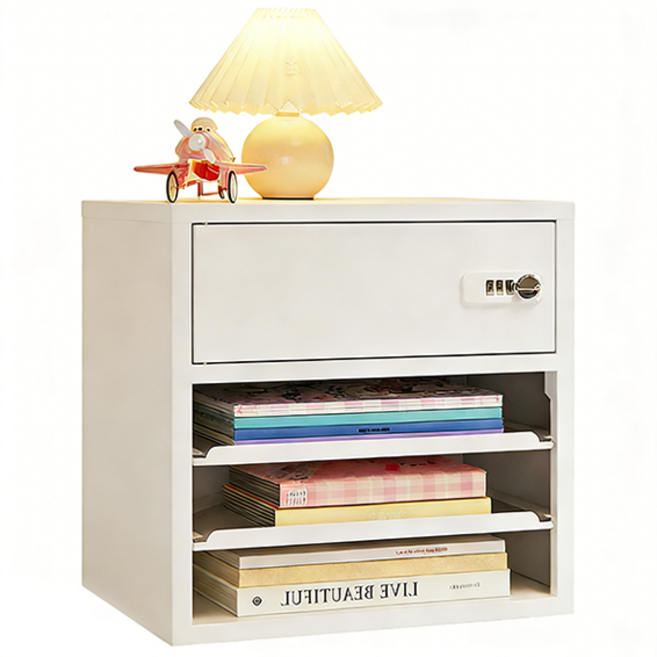 SeekFun 잠금 서류 정리함 사무실 A4 문서 정리 캐비닛 미니 금고 개인 수납장 분류 수납함 350mm, 3단, 화이트