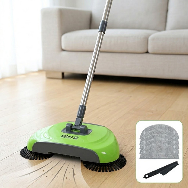 [뮤트빈] 핸디로봇 무선청소기 물걸레 먼지제거 핸디청소기, 녹색, 물걸레 6개 포함