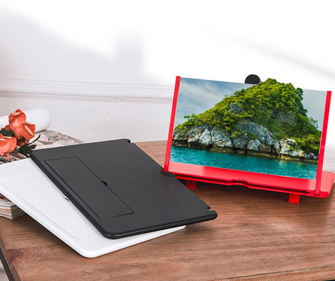 휴대폰 스마트폰 확대스크린 휴대용 거치대 돋보기 확대경 12/14인치 대형HD 고화질 화면확대기, 14인치, 블랙, 1개