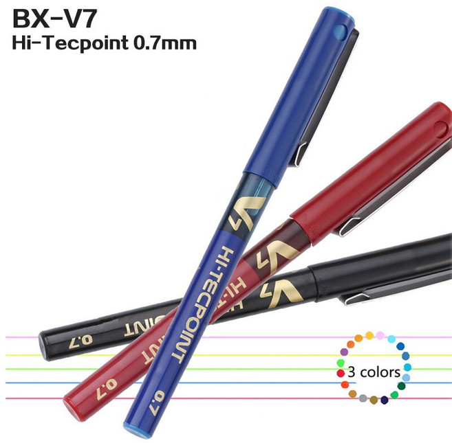 PILOT 百樂 BX-V7 V7直液鋼珠筆 (0.7mm) - 流暢書寫 色彩鮮明 握感舒適, 黑, 1盒