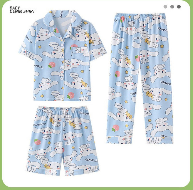 GOYES 산리오 시나모롤 잠옷세트 쿠로미 마이멜로디 반팔잠옷 3종