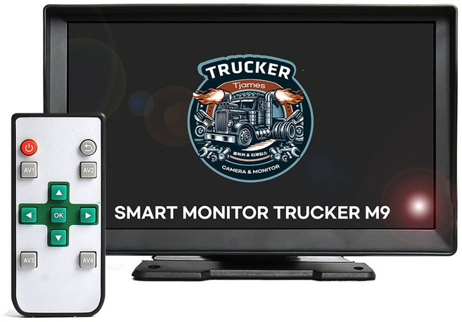 선명한 화질 트럭커M9 차량용 9인치 후방모니터 상시출력/트리거모드 룸미러거치가능 구형부터 최신형카메라 모두호환 1024X600 고화질 IPS 버튼없는 깔끔한 디자인 잭바이잭, 후방카메라제외, 트럭커M9모니터(듀얼시거잭사은품)