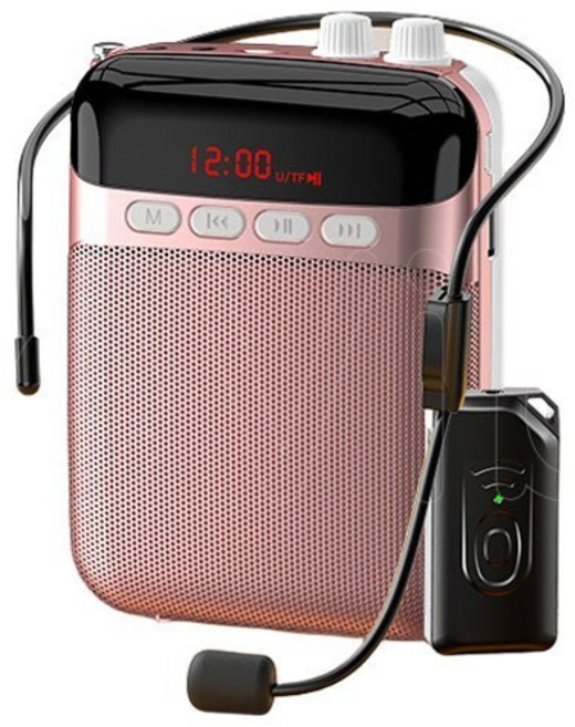 휴대용 UHF 무선 강의용 헤드 마이크 블루투스 앰프 가이드 프로 스피커, 로즈 골드, 1개, S26