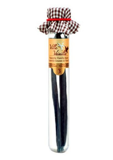Villa Vainilla 멕시코산 순수 통 바닐라빈 AA 등급 꼬투리, 3개, 15g