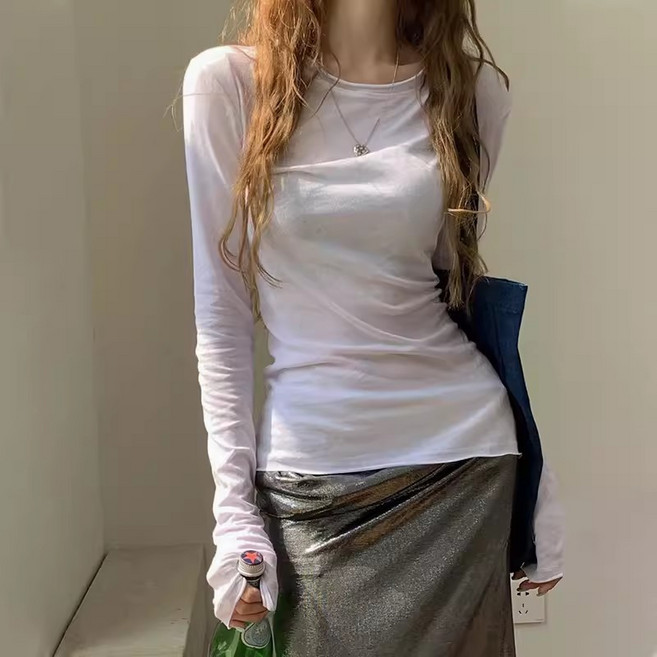 앏은 반비침 긴팔 티셔츠 슬림심플 SH1557